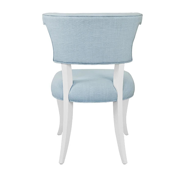 Oceane Light Blue Performance Linen & White Dining Chair