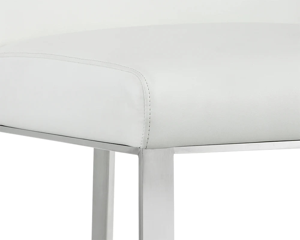 Dean White Bonded Leather & Brushed Stainless Steel Counter Stool