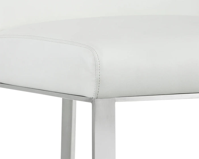 Dean White Bonded Leather & Brushed Stainless Steel Counter Stool