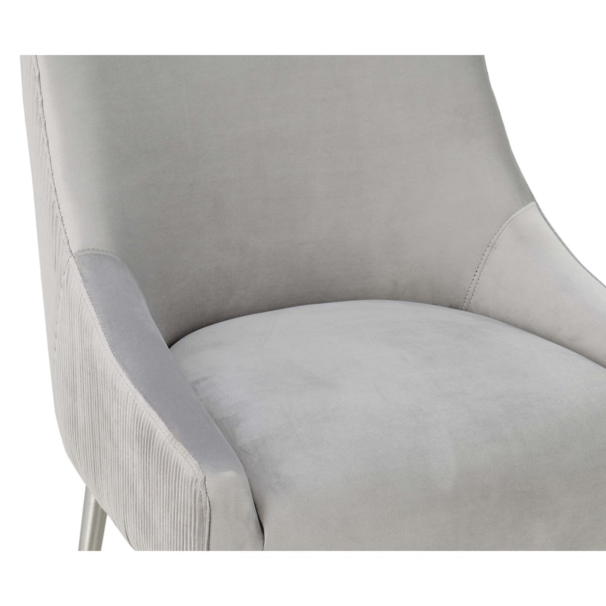 Prado Pleated Light Grey Velvet Counter Stool - Luxury Living Collection