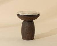 Orula Faux Marble & Brown Oak Concrete Indoor/Outdoor Accent Table