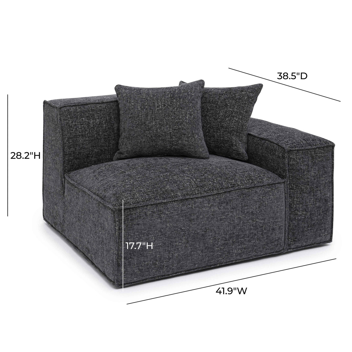 Mindy Charcoal Performance Chenille Basketweave RAF Corner Chair