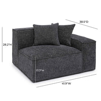 Mindy Charcoal Performance Chenille Basketweave RAF Corner Chair
