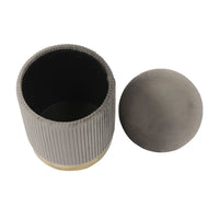 Kiana 12.4" Grey & Gold Velvet Storage Ottoman