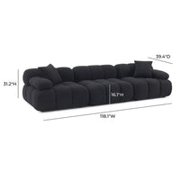 Vogue 118.2” Black Performance Vegan Shearling Modular Sofa