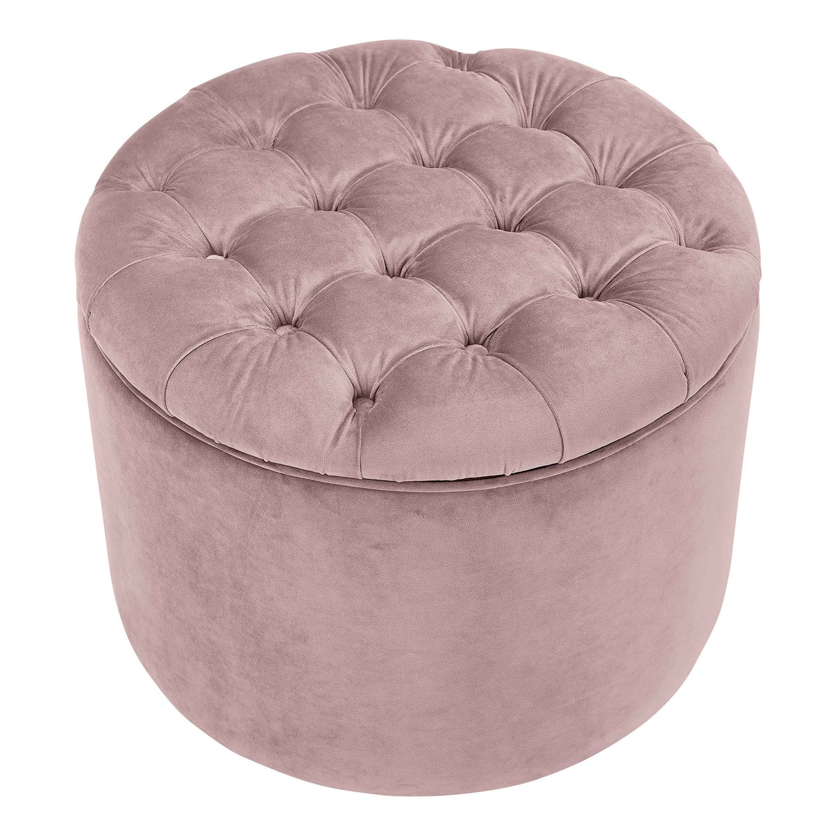 Carley 21.6" Mauve Performance Velvet Round Storage Ottoman