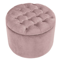Carley 21.6" Mauve Performance Velvet Round Storage Ottoman