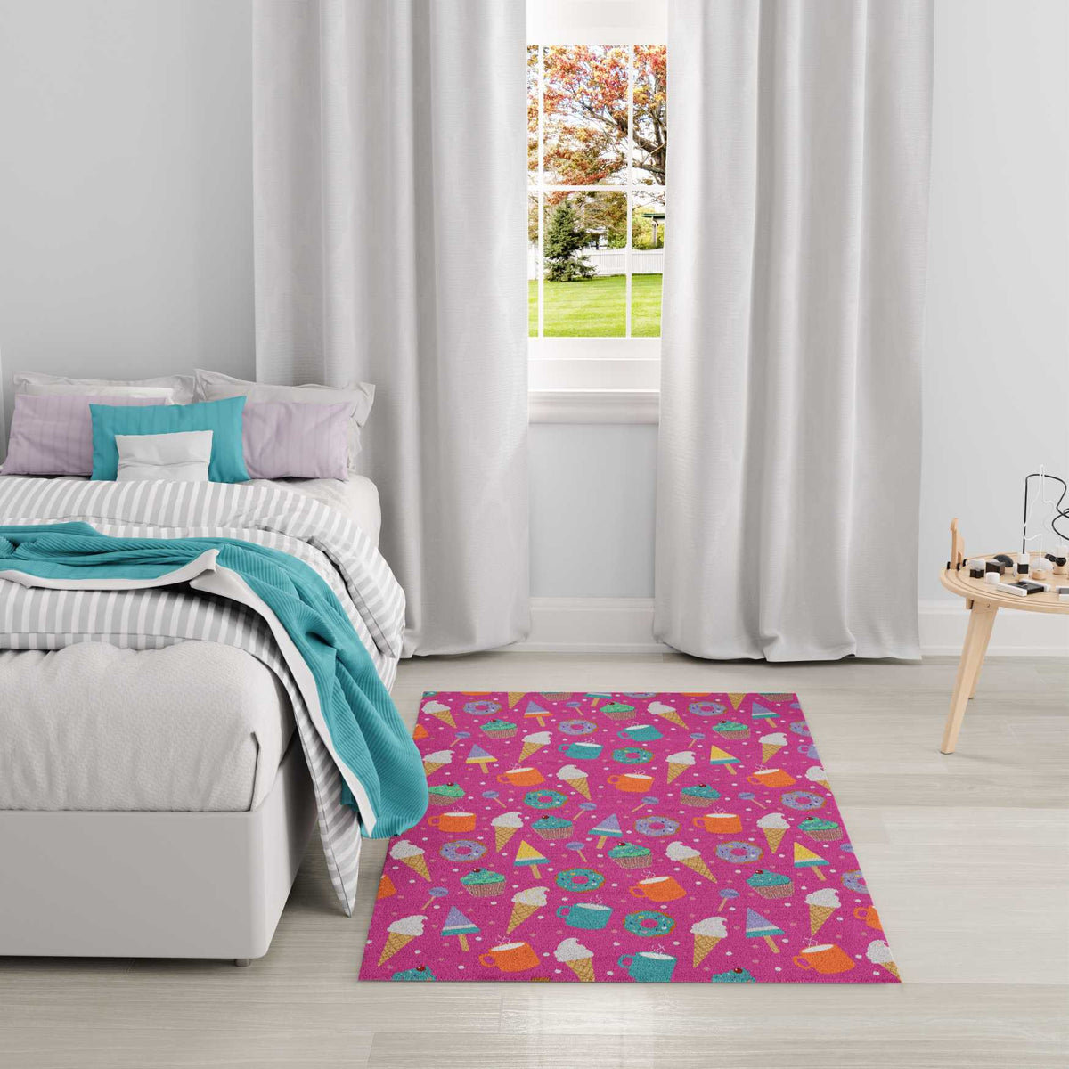 Ice Cream Rug Pattern Ice Cream & Cupcakes Pink Multicolour Washable Area Rug – Deborah l kerbel