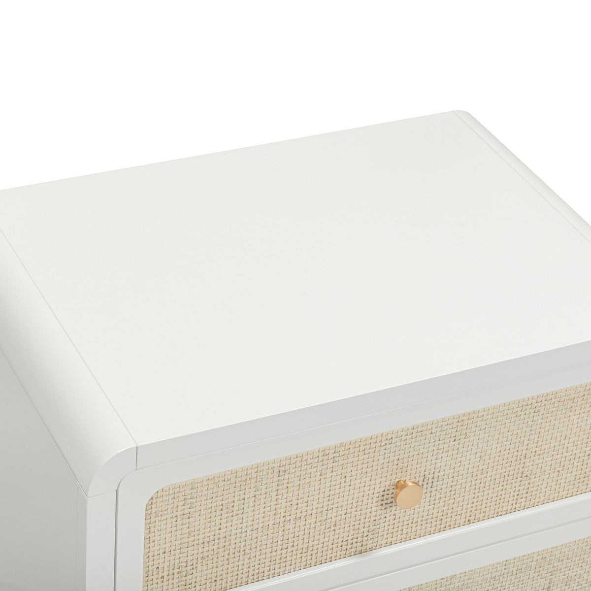 Ameline White Rattan 2 Drawer Nightstand