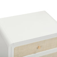 Ameline White Rattan 2 Drawer Nightstand