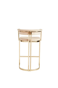 Clancy Modern Beige Velvet & Gold Counter Stool