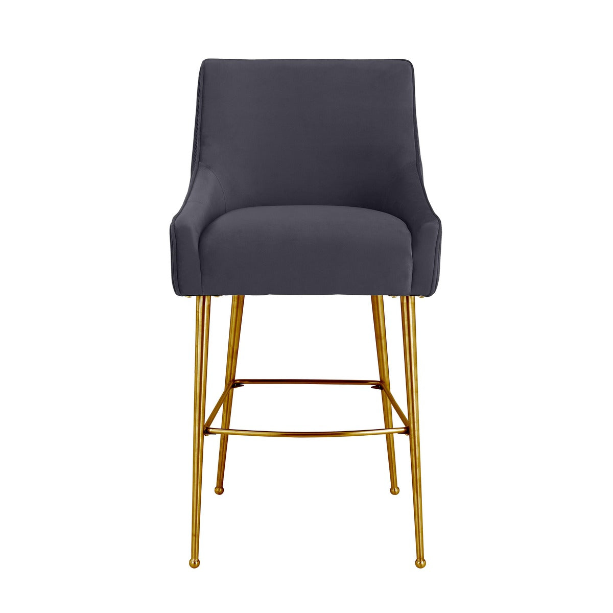Prado Pleated Performance Grade Dark Grey Velvet Counter Stool