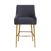 Prado Pleated Performance Grade Dark Grey Velvet Counter Stool