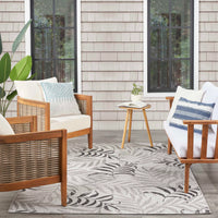 Annaleisa Indoor/Outdoor Grey Leaves Area Rug - Elegance Collection