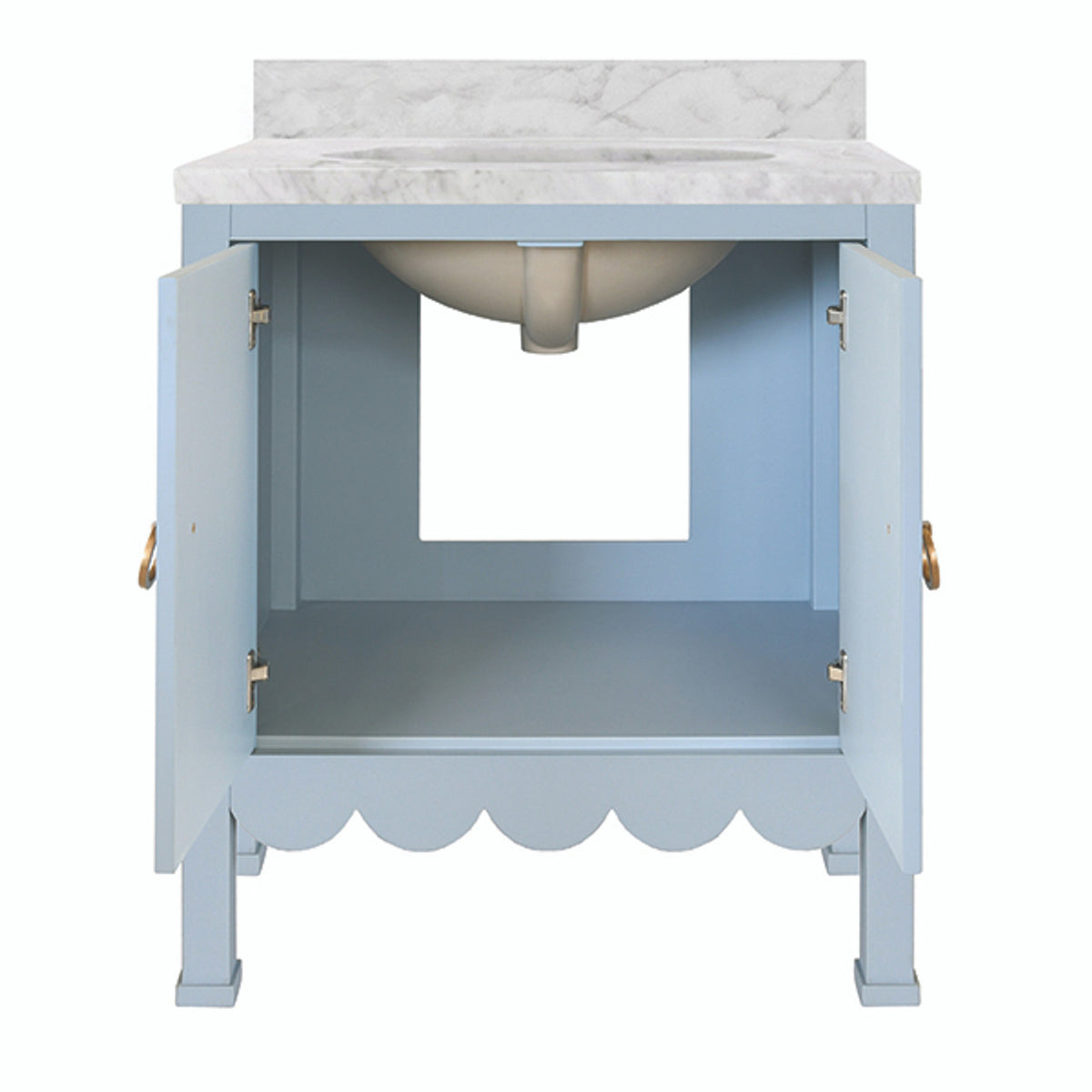 Marleigh 30.5" Light Blue Scallop & Marble Bath Vanity