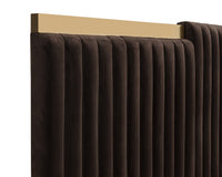 Tarrant Mink Fabric & Brushed Gold Channel King Bed