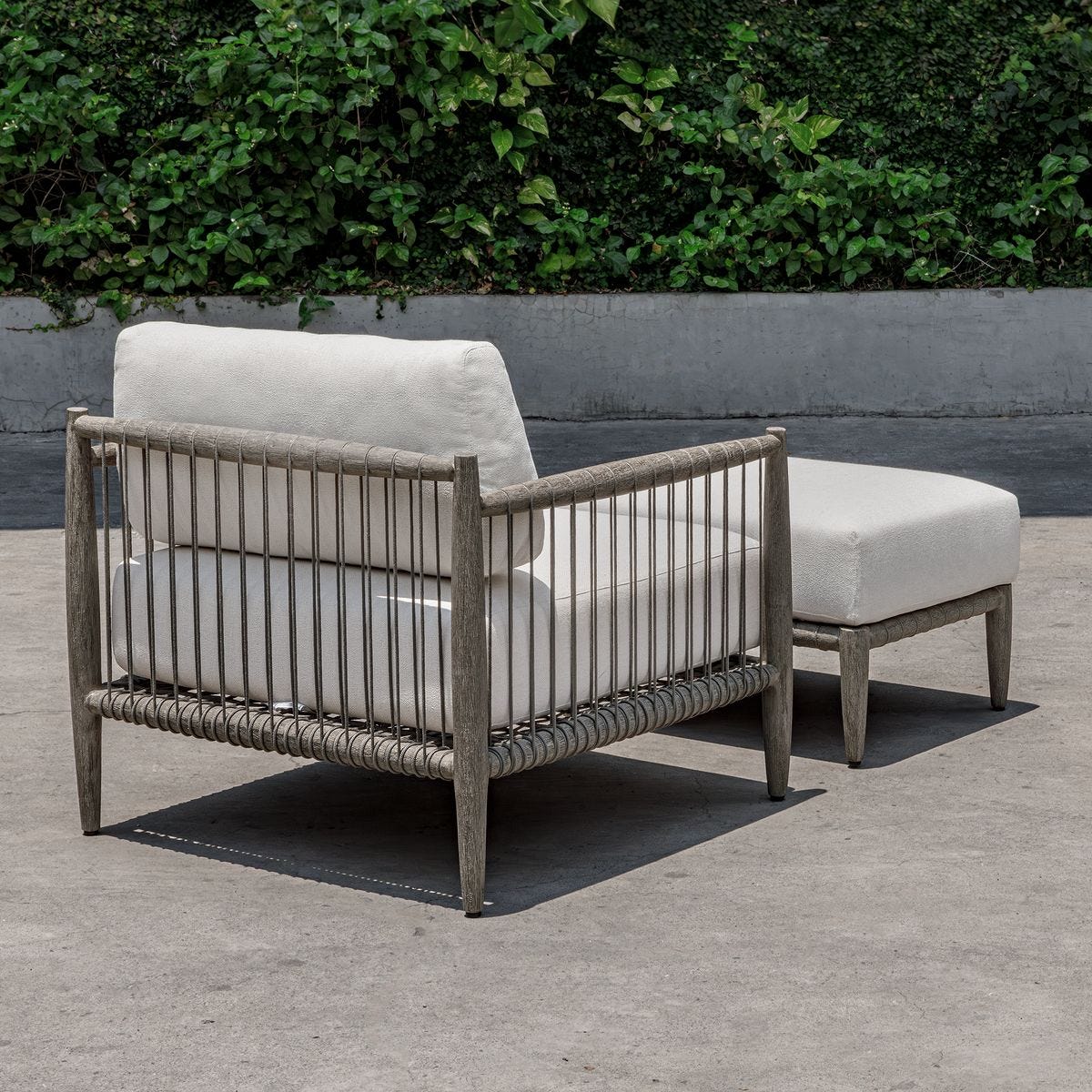 Clara White & Grey Outdoor Ottoman
