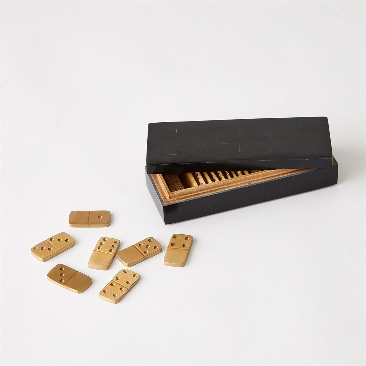 Black Bone Boxed Domino Set