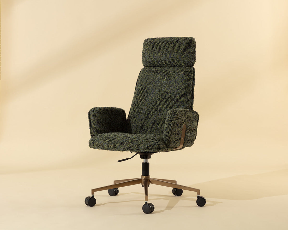 Kalev Plush Fabric & Gold Desk Chair