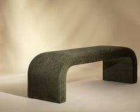 Nahara Rich Olive Plush Upholstered Arch Bench