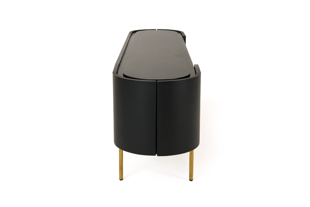 Anita Modern Black Oak & Gold TV Stand