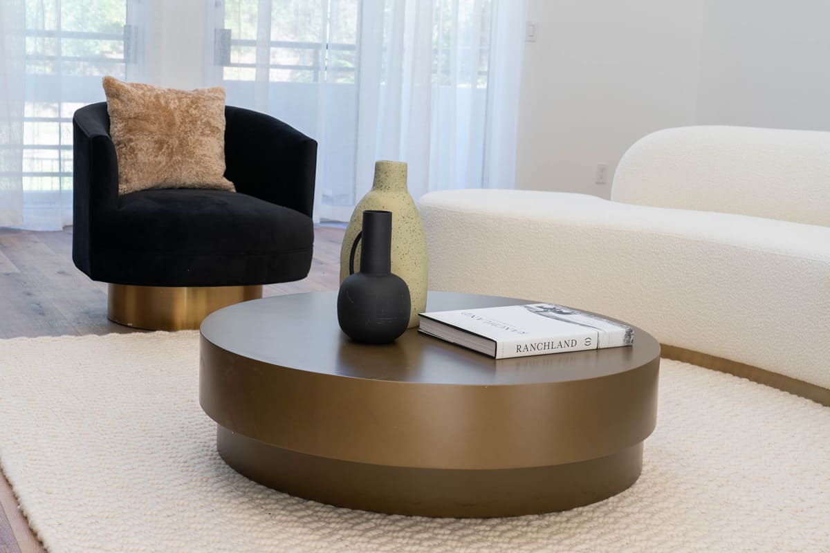 Bergen Modern Black Fabric with Brushed Gold Accent Chair