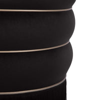 Ettros 17.2" Round Black Performance Velvet Ottoman