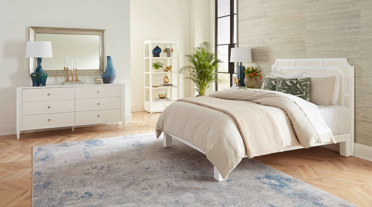 Olivia Soft White & Vanilla Lacquered Bleached Oak Bed