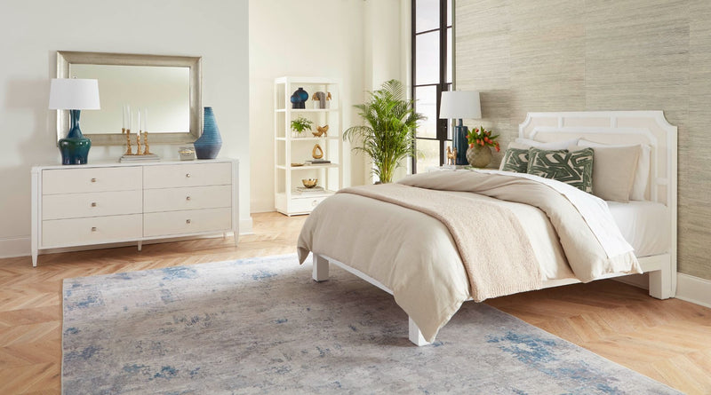 Olivia Soft White & Vanilla Lacquered Bleached Oak Bed