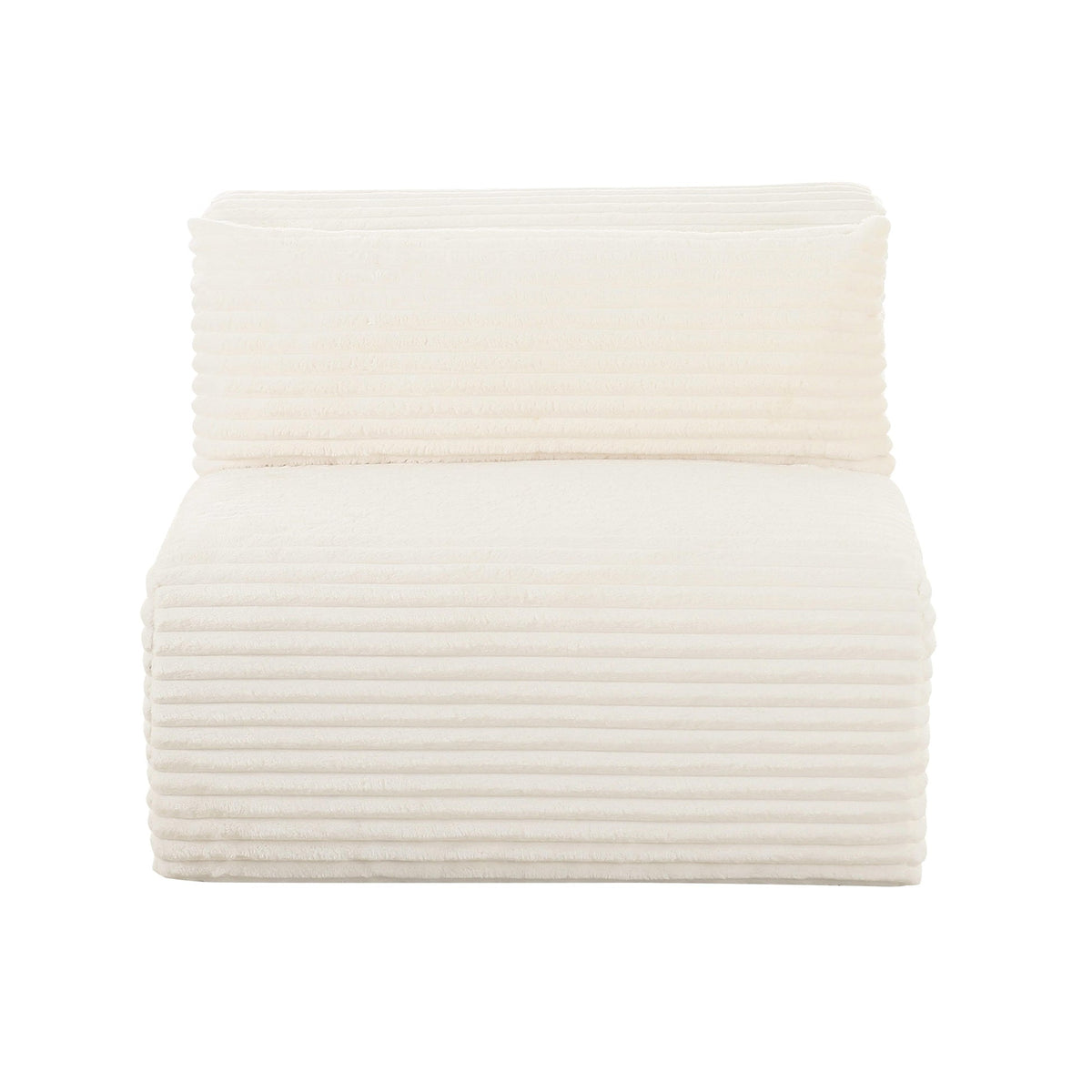 Telav Fluffy Oversized Cream Corduroy Modular Armless Chair