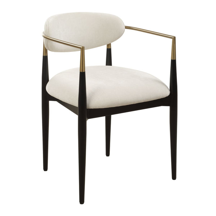Harper Off White Velvet Dining Arm Chair