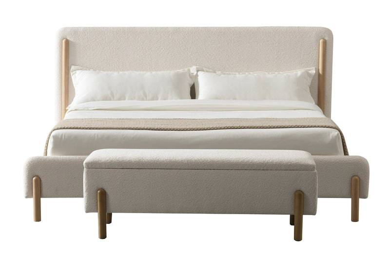 Tia Modern Ivory & Wood Bed