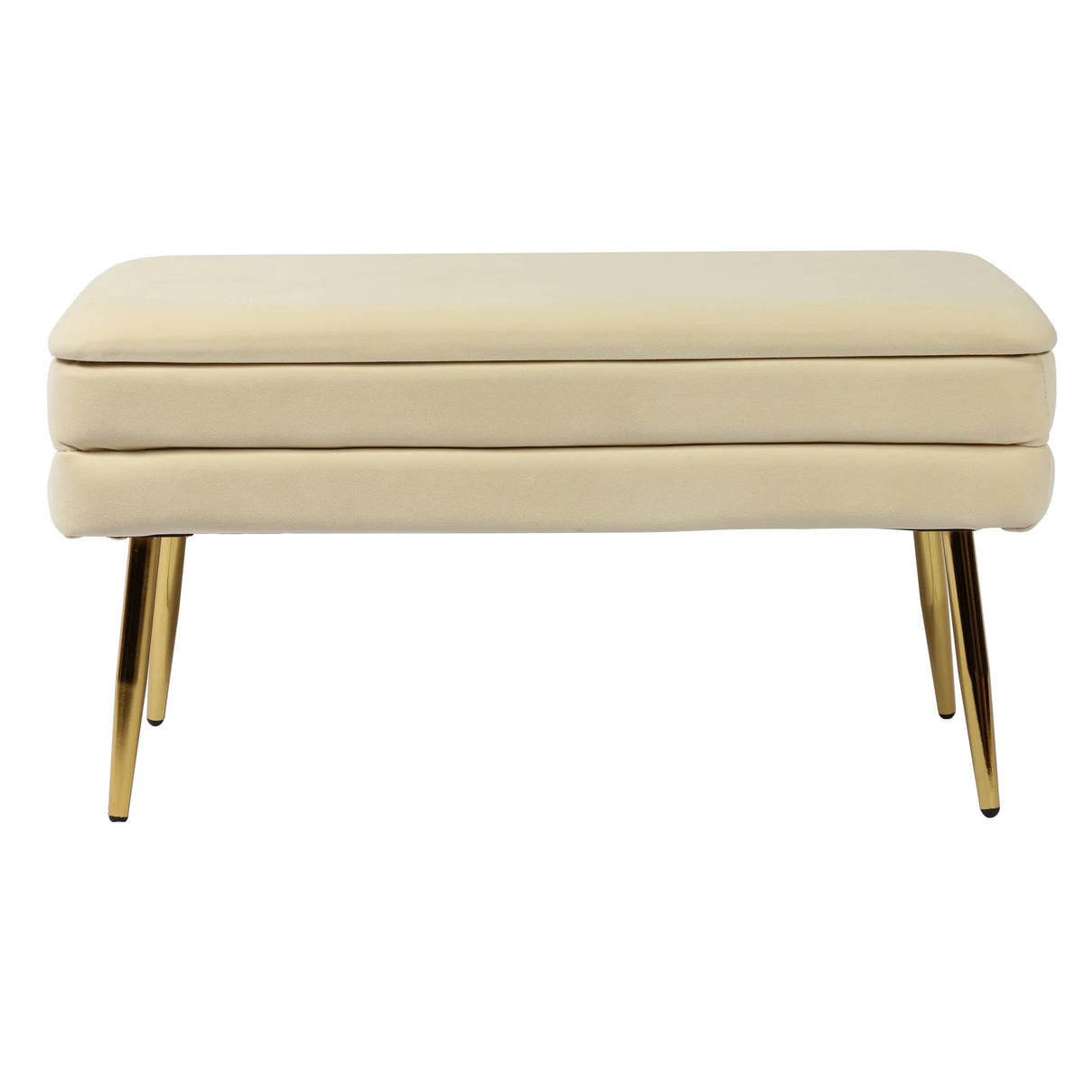 Kamini 31.3" Cream Velvet Storage Bench