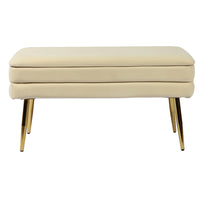 Kamini 31.3" Cream Velvet Storage Bench