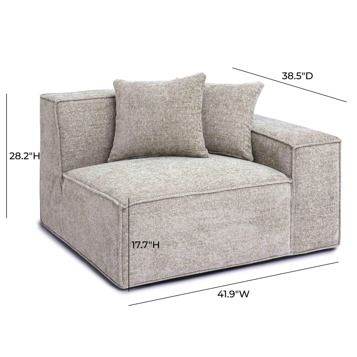 Mindy Taupe Performance Chenille Basketweave RAF Corner Chair