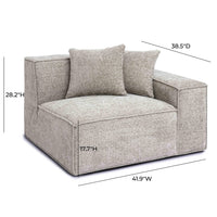Mindy Taupe Performance Chenille Basketweave RAF Corner Chair