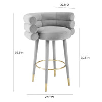 Nazri Grey Velvet Barstool - Luxury Living Collection