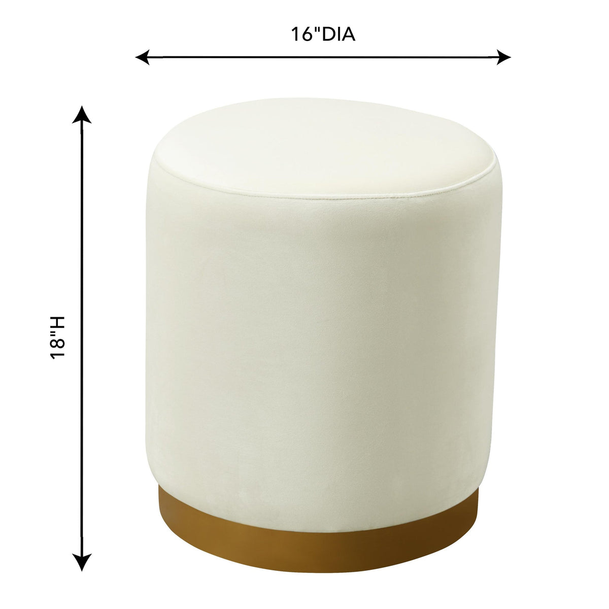 Naama Cream Performance Velvet with Gold Base Ottoman