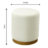 Naama Cream Performance Velvet with Gold Base Ottoman