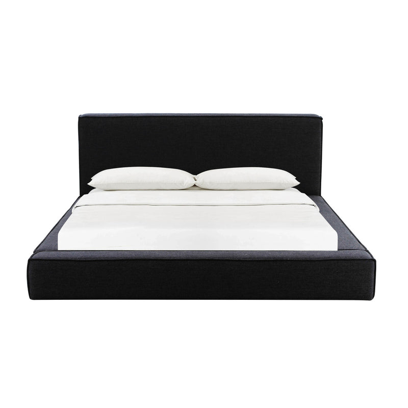 Galen Modern Black Linen Bed - Luxury Living Collection