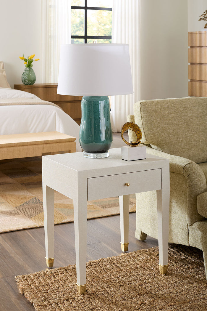 Seneca 1-Drawer Cream & Brass Nightstand/Side Table