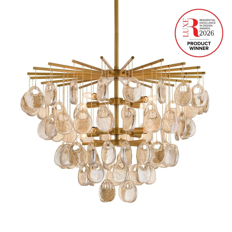 Jacqueline 32" Award Winning Antique Brass Chandelier