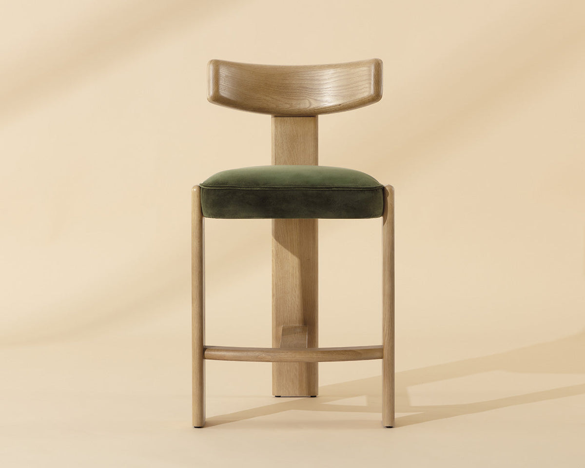 Horton Rustic Oak & Forest Green Counter Stool