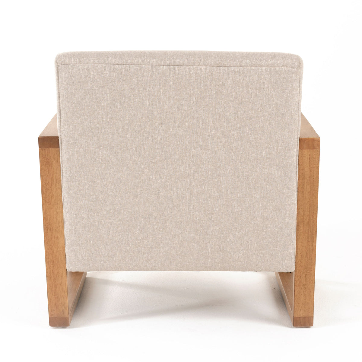 Vasser Mid-Century Modern Beige Linen & Chestnut Accent Chair