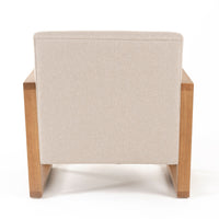 Vasser Mid-Century Modern Beige Linen & Chestnut Accent Chair