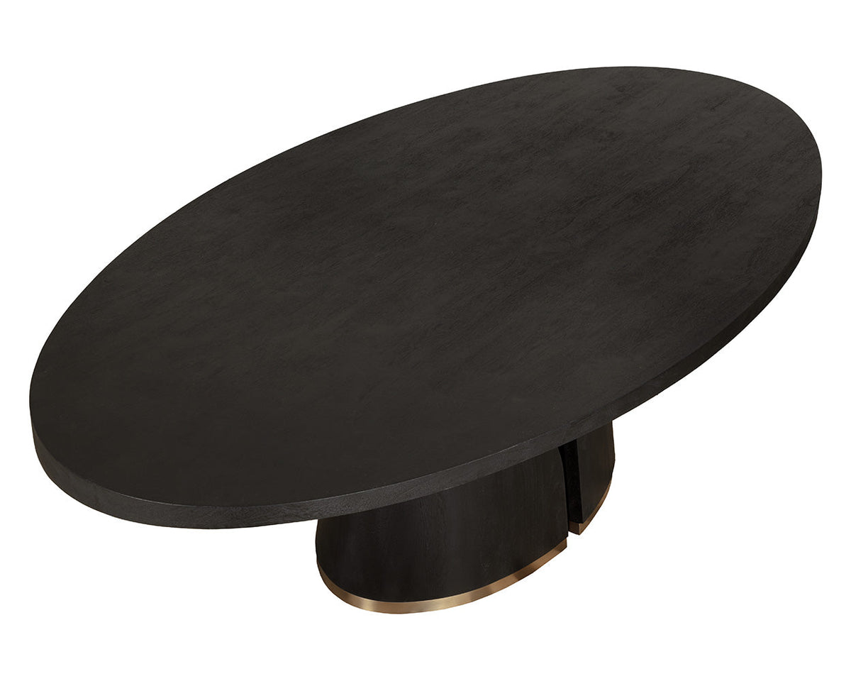Tasmin 98" Black Acacia & Brushed Gold Dining Table