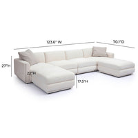 Arabella 123.6" Cream Performance Chenille Modular U-Sectional