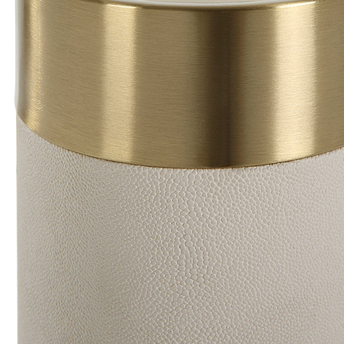 Lia White Faux Shagreen & Gold Candleholders (Set of 2)