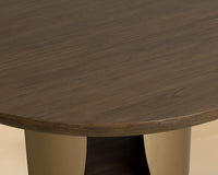 Sultana 59" Dark Oak Concrete & Brushed Brass Round Dining Table - Indoor/Outdoor