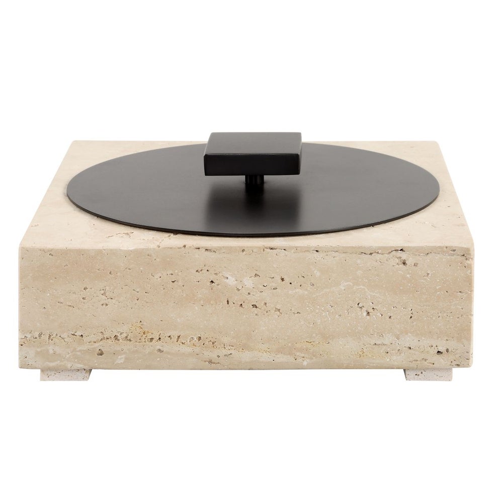 Beau Natural Travertine & Bronze Box